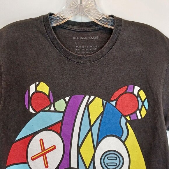 Imaginary Men's Shirt Black Graphic Sz S Teddy Bear Graffiti Color Streetwear - Picture 6 of 10